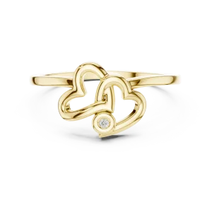 Essence Round Brilliant Intertwined Hearts Solitaire Ring - Image 2