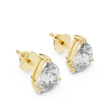 Ethereal Pear Solitaire Architectural Stud Earrings featuring pear-cut DIAMEUR diamonds set in minimalist gold geometry.