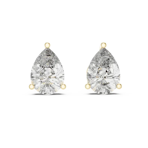 Ethereal Pear Solitaire Architectural Stud Earrings featuring pear-cut DIAMEUR diamonds in a minimalist gold setting.