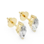 Symmetry Marquise Cut Solitaire Stud Earrings in gold featuring brilliant DIAMEUR lab-grown diamonds on a textured base.