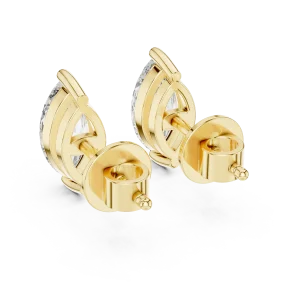 Symmetry Marquise Cut Solitaire Stud Earrings featuring DIAMEUR lab-grown diamonds set in polished yellow gold.