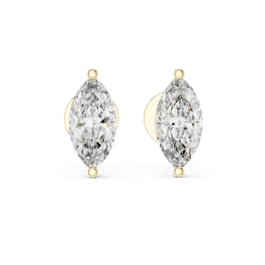 Symmetry marquise-cut solitaire stud earrings featuring brilliant DIAMEUR lab-grown diamonds set in polished gold.