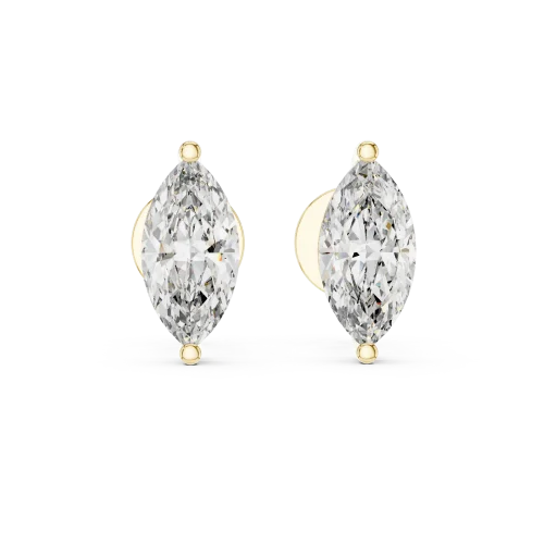 Symmetry marquise-cut solitaire stud earrings featuring brilliant DIAMEUR lab-grown diamonds set in polished gold.