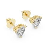 Ethereal Heart Solitaire Stud Earrings featuring brilliant heart-cut DIAMEUR diamonds set in polished gold.