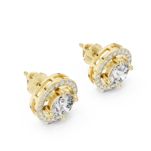 Aurora Halo Diamond Stud Earrings
