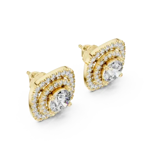 Stella Double Halo Diamond Stud Earrings