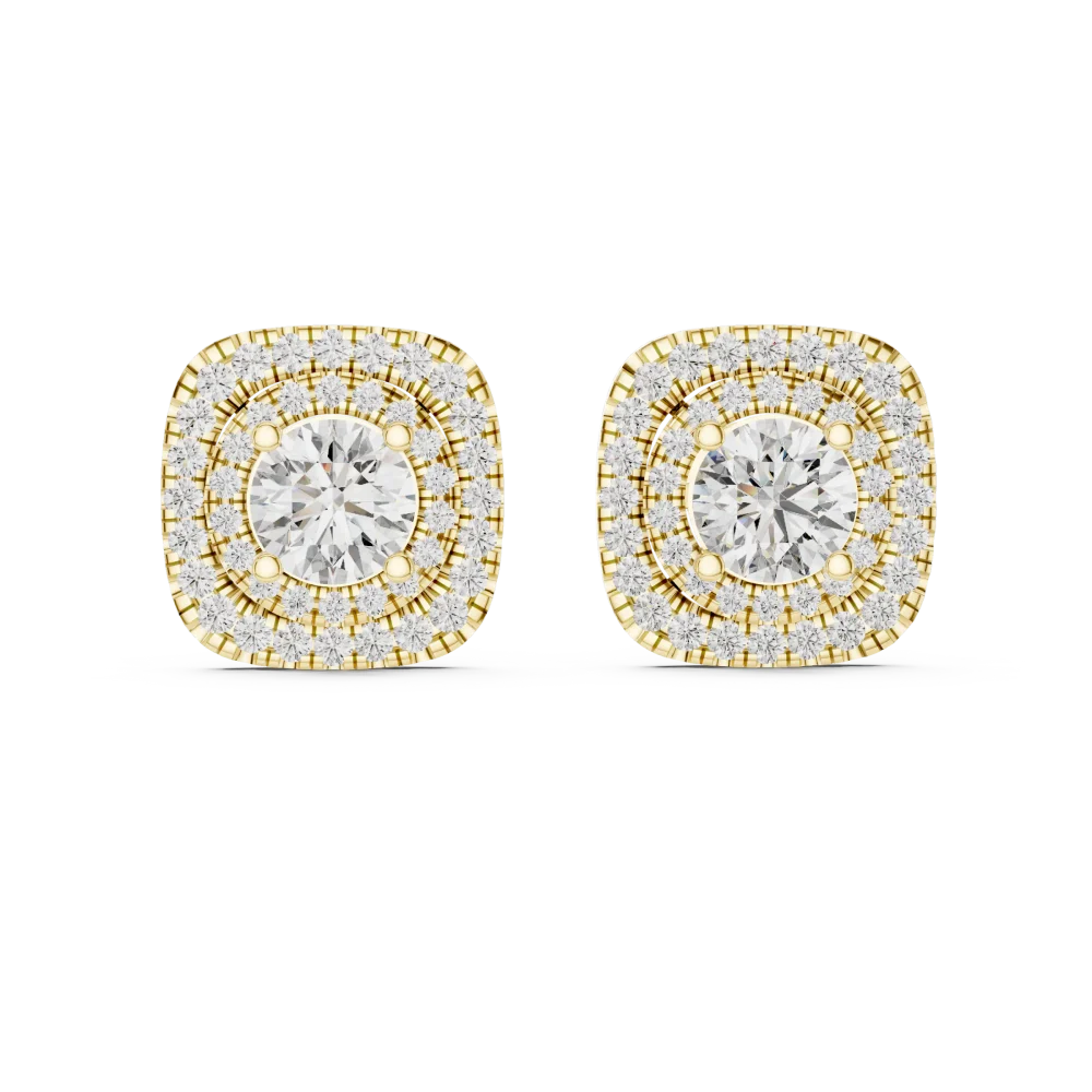 Stella Double Halo Diamond Stud Earrings - Image 2