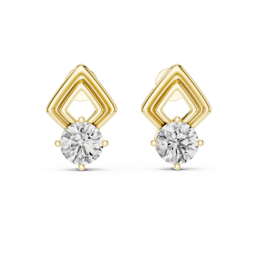 Nova Geometric Diamond Stud Earrings - Image 2