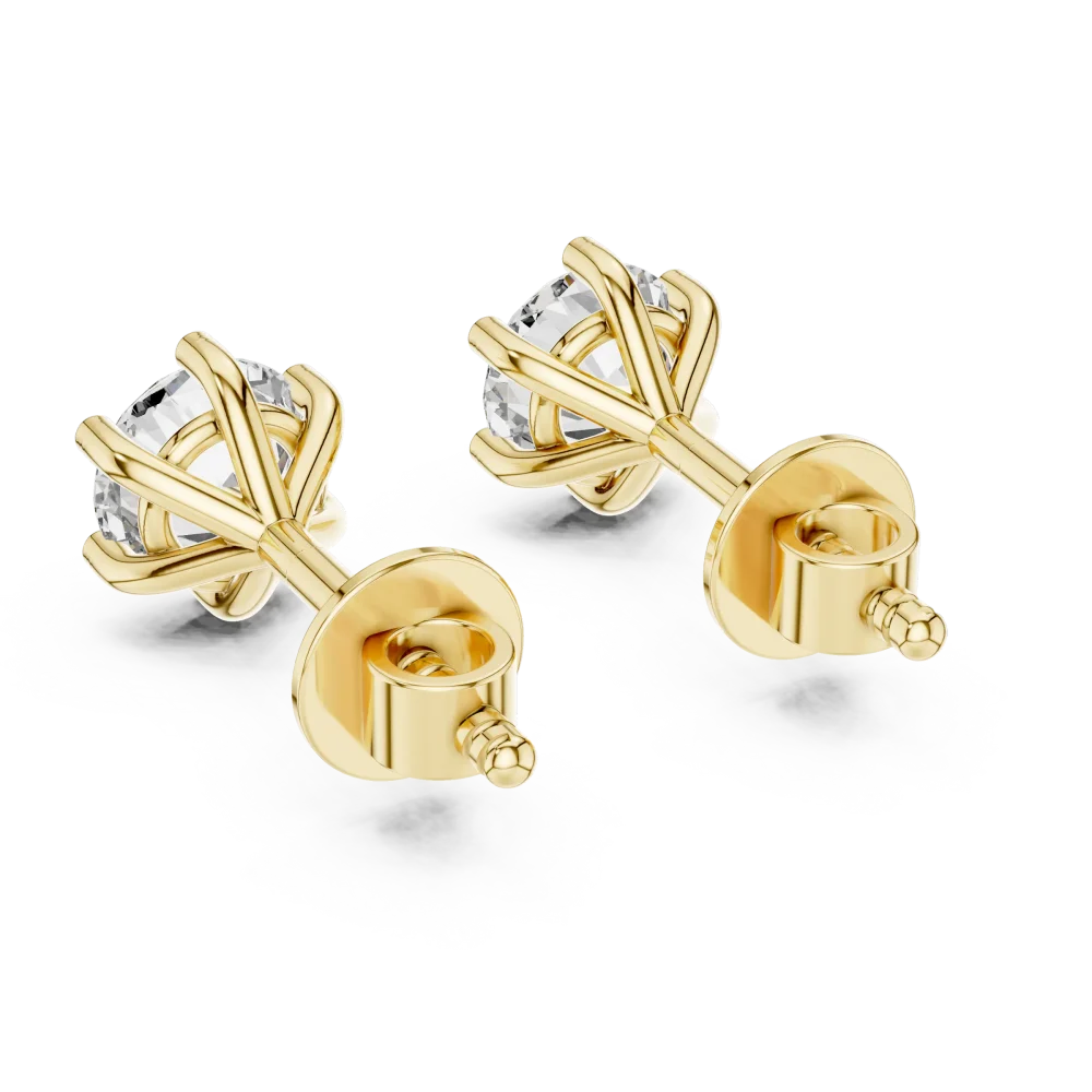 Classic Round Solitaire Stud Earrings - Image 3