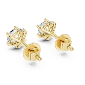 Classic Round Solitaire Stud Earrings - Image 3