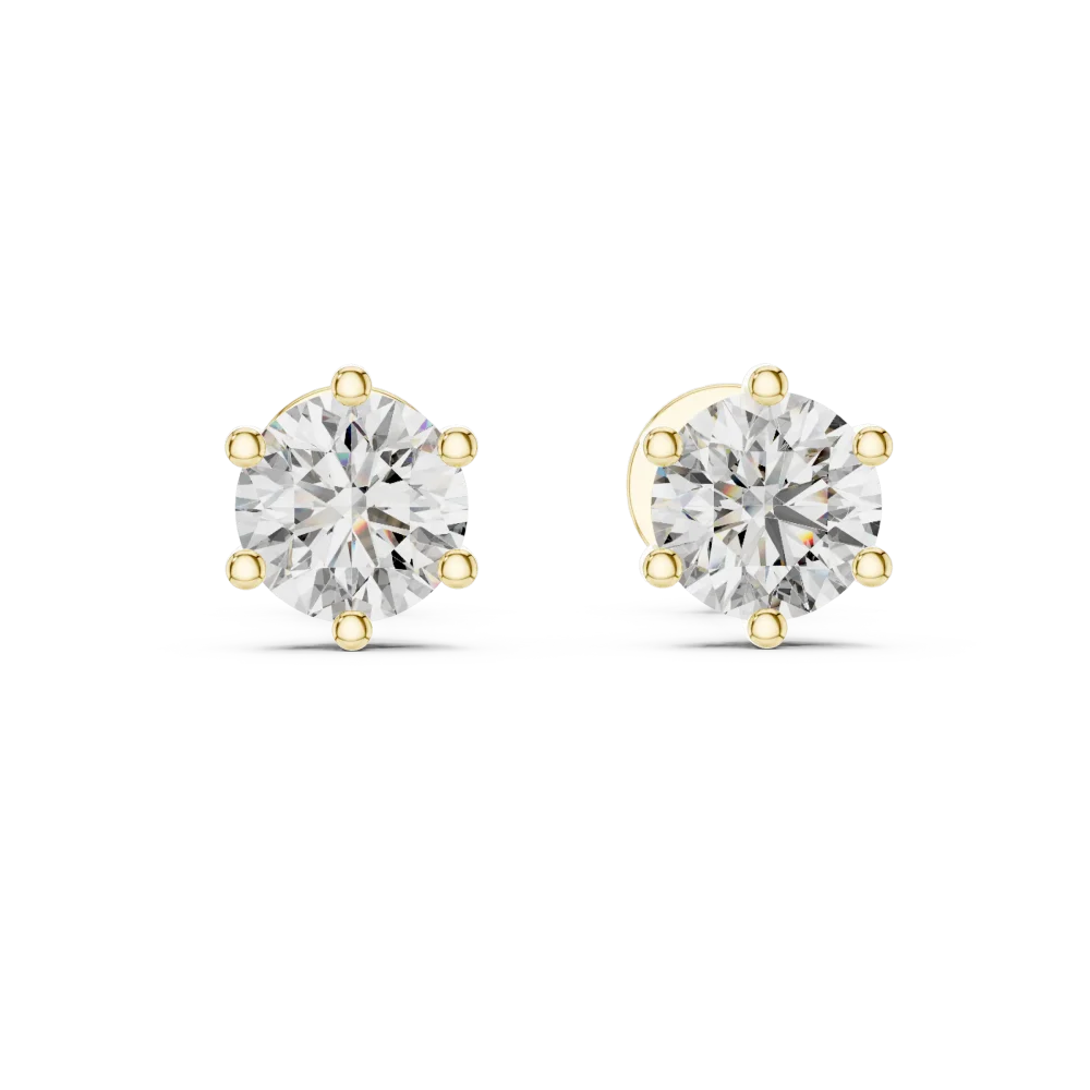 Classic Round Solitaire Stud Earrings - Image 2