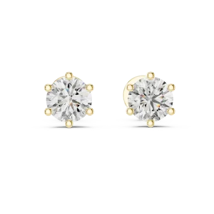 Classic Round Solitaire Stud Earrings - Image 2