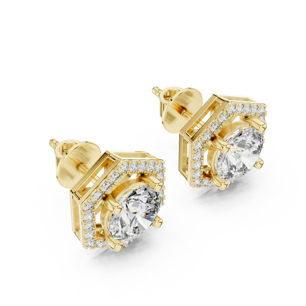 Discover the radiant beauty of our hexagon solitaire DIAMEUR diamond stud earrings. A modern classic defined by brilliant-cut precision. Shop now.