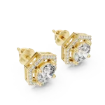 Luminary Hexagon Round Solitaire Pavé-Set Stud Earrings