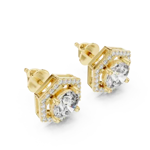 Hexa Halo Diamond Stud Earrings