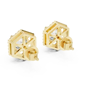 Luminary Hexagon Round Solitaire Pavé-Set Stud Earrings - Image 3