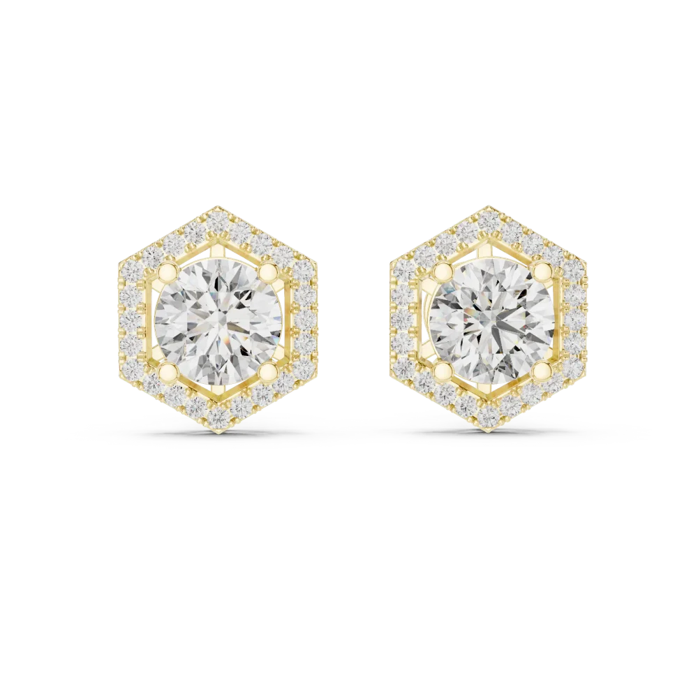 Hexa Halo Diamond Stud Earrings - Image 2