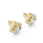 Symmetry Round Brilliant Geometric Halo Solitaire Stud Earrings