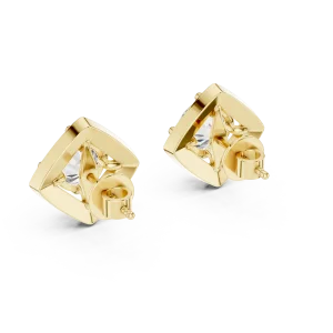Symmetry Round Brilliant Geometric Halo Solitaire Stud Earrings - Image 3