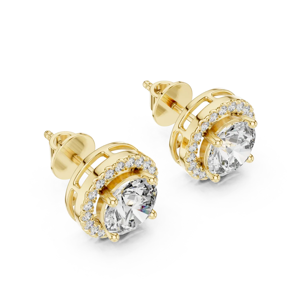 Pair of Classic Halo Diamond Stud