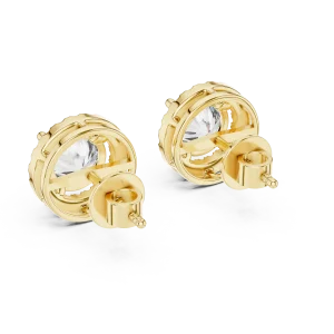 Luminary Round Brilliant Pavé Halo Solitaire Stud Earrings - Image 3
