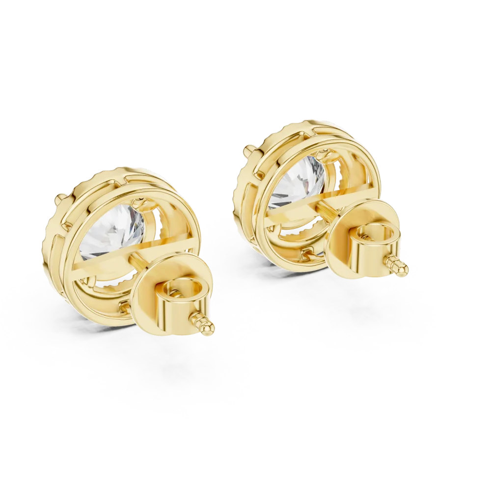 Pair of gold Classic Halo Diamond