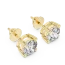 Classic round solitaire diamond stud earrings in yellow gold with a secure four-prong setting for maximum sparkle.