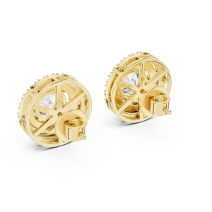 Luminary Round Brilliant Double Halo Solitaire Stud Earrings - Image 3