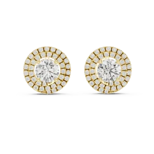 Luminary Round Brilliant Double Halo Solitaire Stud Earrings - Image 2