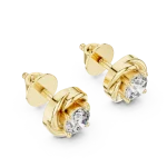 Luminary Round Solitaire fluid sculpted gold stud earrings with brilliant-cut center stones and secure post backings.