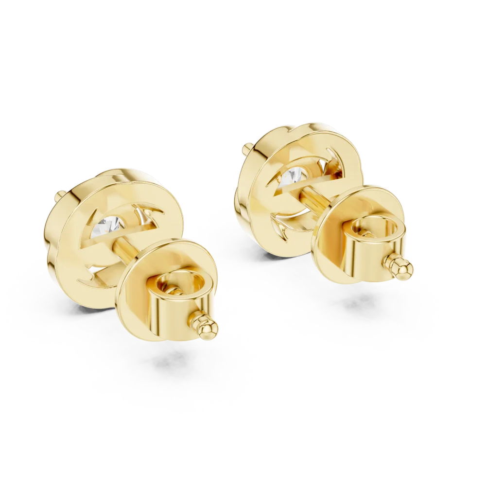 Luminary Round Solitaire Fluid Sculpted Stud Earrings featuring brilliant-cut stones in organic, gold-toned settings.