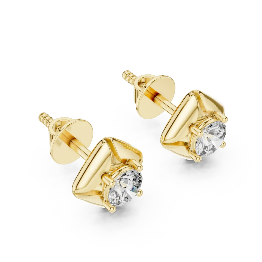 Elevate your look with these geometric DIAMEUR diamond stud earrings. A brilliant-cut modern classic designed for effortless, sustainable luxury. Shop now.