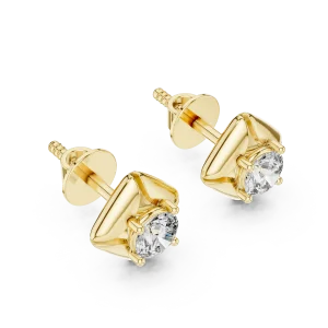 Symmetry Geometric Round Brilliant Solitaire Stud Earrings