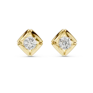 Symmetry Geometric Round Brilliant Solitaire Stud Earrings - Image 2