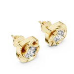 Luminary Round Brilliant Geometric Swirl Solitaire Earrings