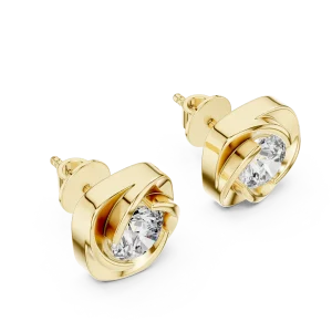 Luminary Round Brilliant Geometric Swirl Solitaire Earrings
