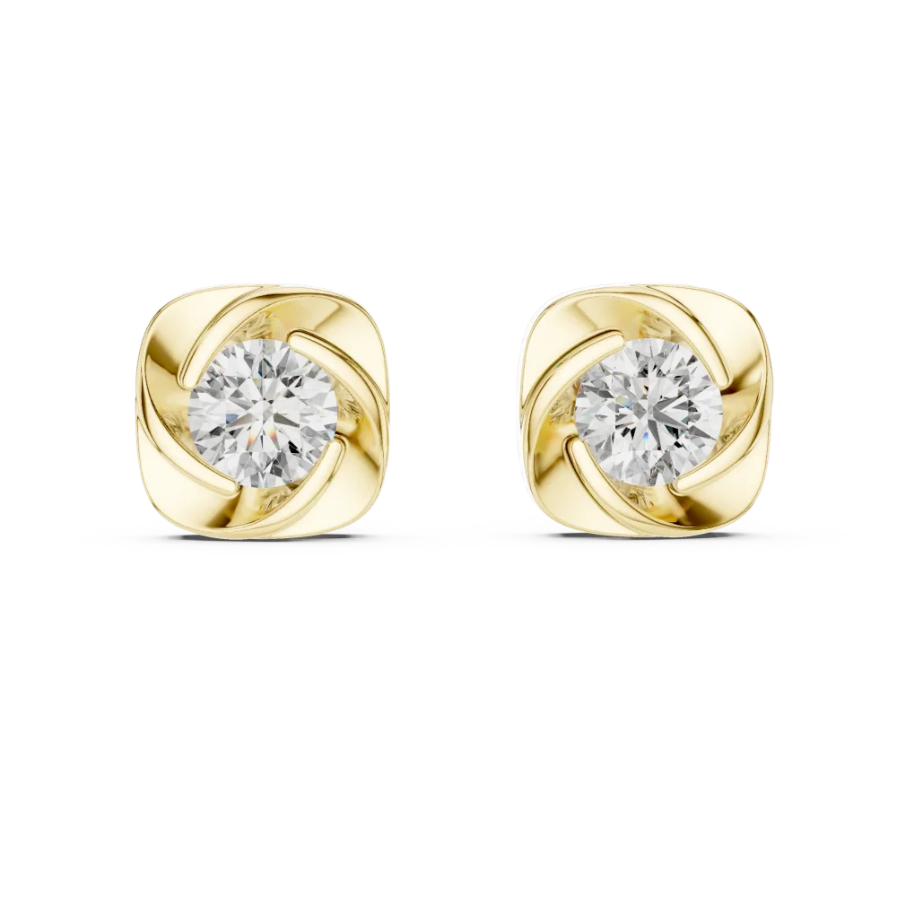 Luminary Round Brilliant Geometric Swirl Solitaire Earrings - Image 2
