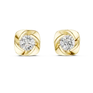 Luminary Round Brilliant Geometric Swirl Solitaire Earrings - Image 2