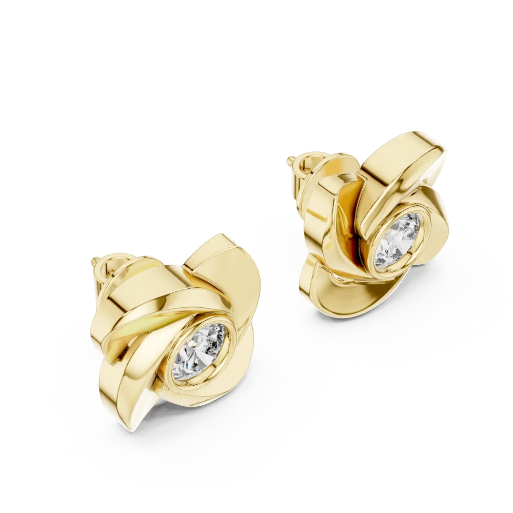 Discover the radiant elegance of these Round Solitaire Stud Earrings. Featuring brilliant DIAMEUR diamonds, these studs define modern luxury. Shop now!