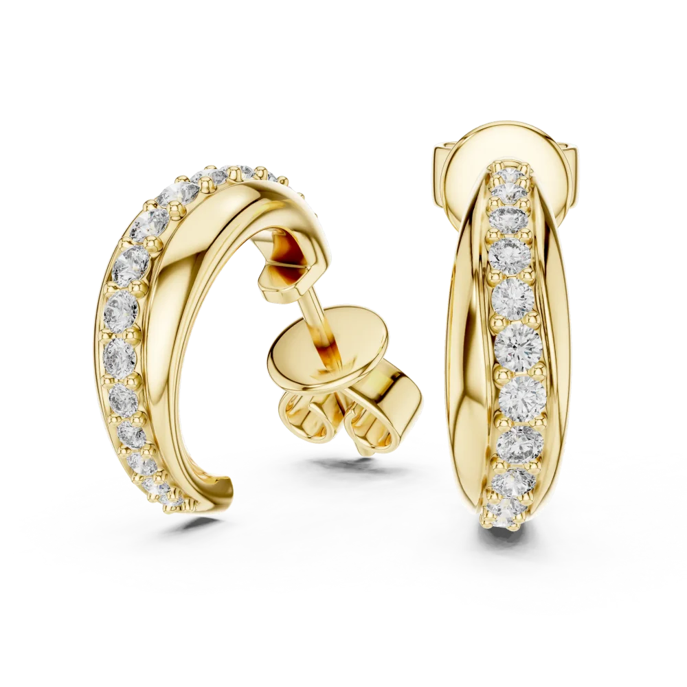 Luminary Round Pavé-Set Architectural Hoop Earrings - Image 3