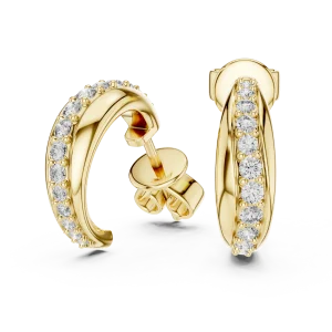 Luminary Round Pavé-Set Architectural Hoop Earrings - Image 3