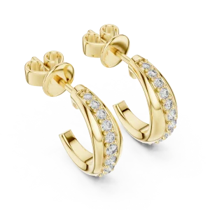 Luminary Round Pavé-Set Architectural Hoop Earrings