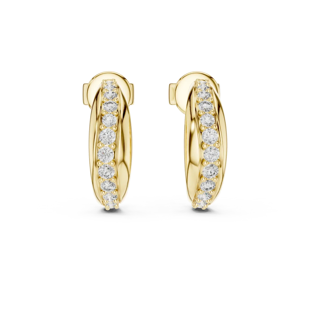Luminary Round Pavé-Set Architectural Hoop Earrings - Image 2