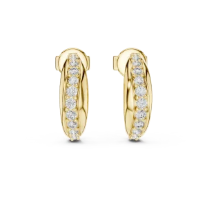 Luminary Round Pavé-Set Architectural Hoop Earrings - Image 2