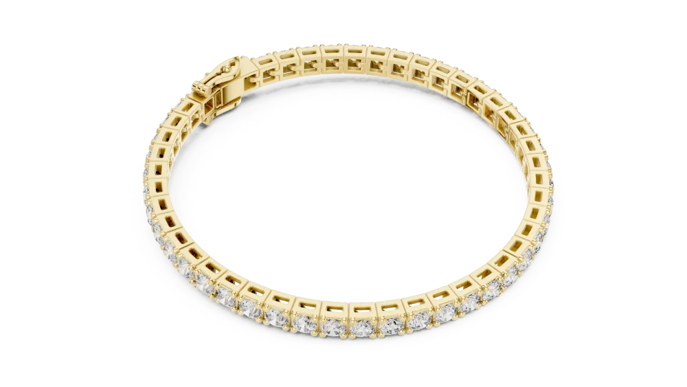 Experience unrivaled brilliance with our round-cut DIAMEUR diamond tennis bracelet. A modern classic designed for effortless elegance. Shop the look today.