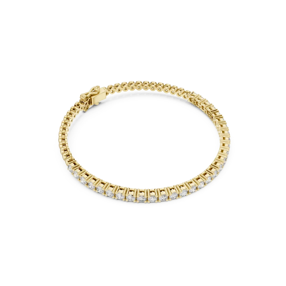 Discover the radiant beauty of our round DIAMEUR diamond tennis bracelet. Expertly handcrafted for ultimate sparkle, shop this modern luxury today.