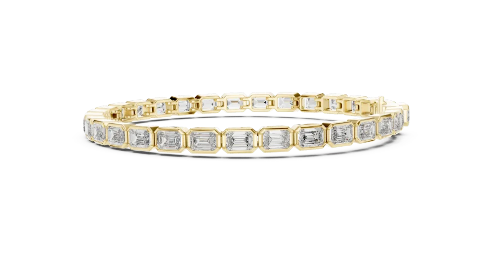 Symmetry Emerald Cut Bezel-Set Architectural Tennis Bracelet - Image 3