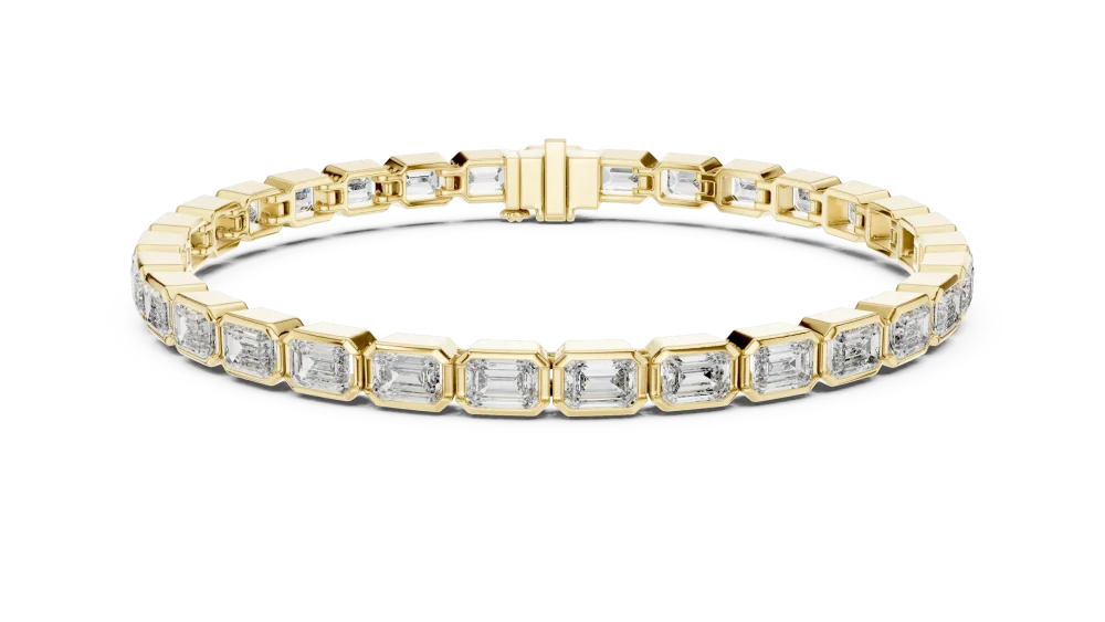 Symmetry Emerald Cut Bezel-Set Architectural Tennis Bracelet - Image 2