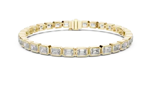 Symmetry Emerald Cut Bezel-Set Architectural Tennis Bracelet - Image 2