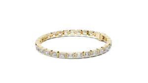 Architectural Emerald Cut Bezel-Set Tennis Bracelet - Image 3
